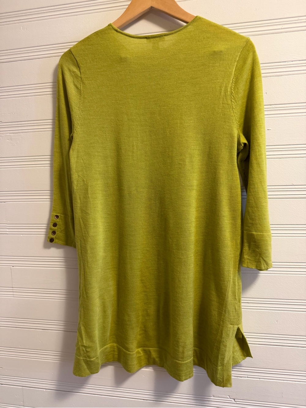 J. Jill 100% Merino Wool Tunic Sweater Small Green Hi Low Side Slit Knit - Picture 3 of 11